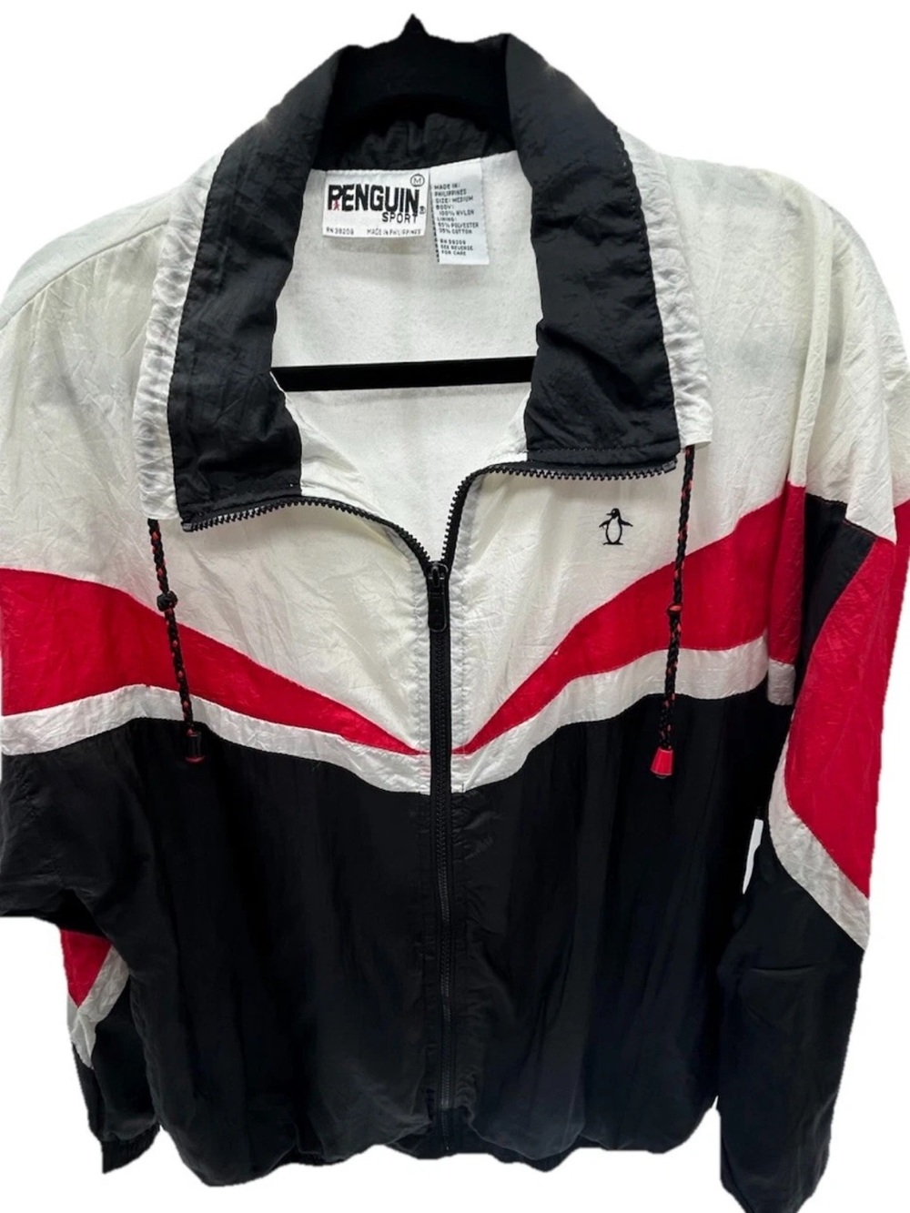 Penguin Sport Men's Black, White & Red Colorblock Windbreaker